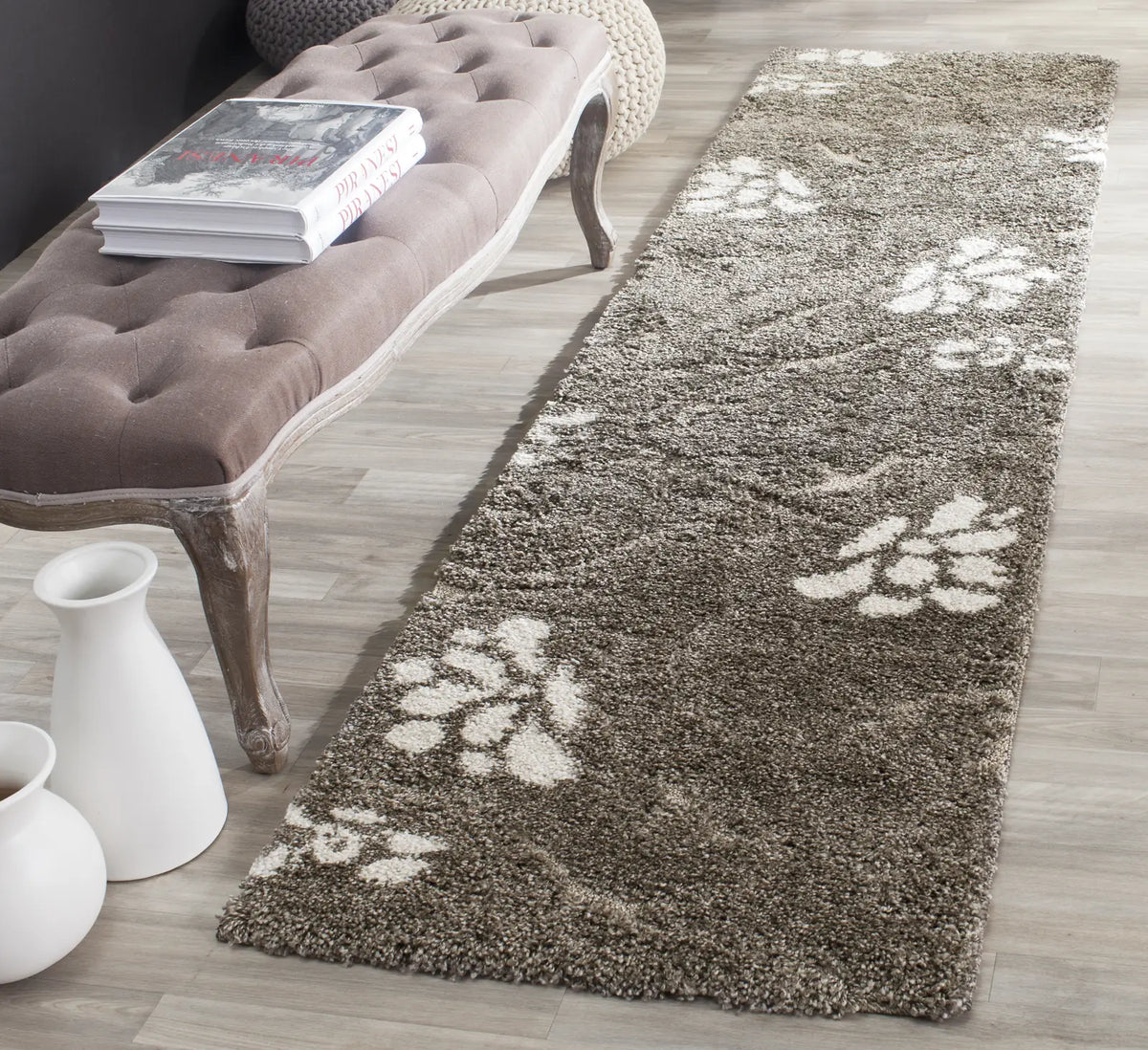 Safavieh Florida Shag 2'-3" x 10'-0" Rug in Smoke / Beige