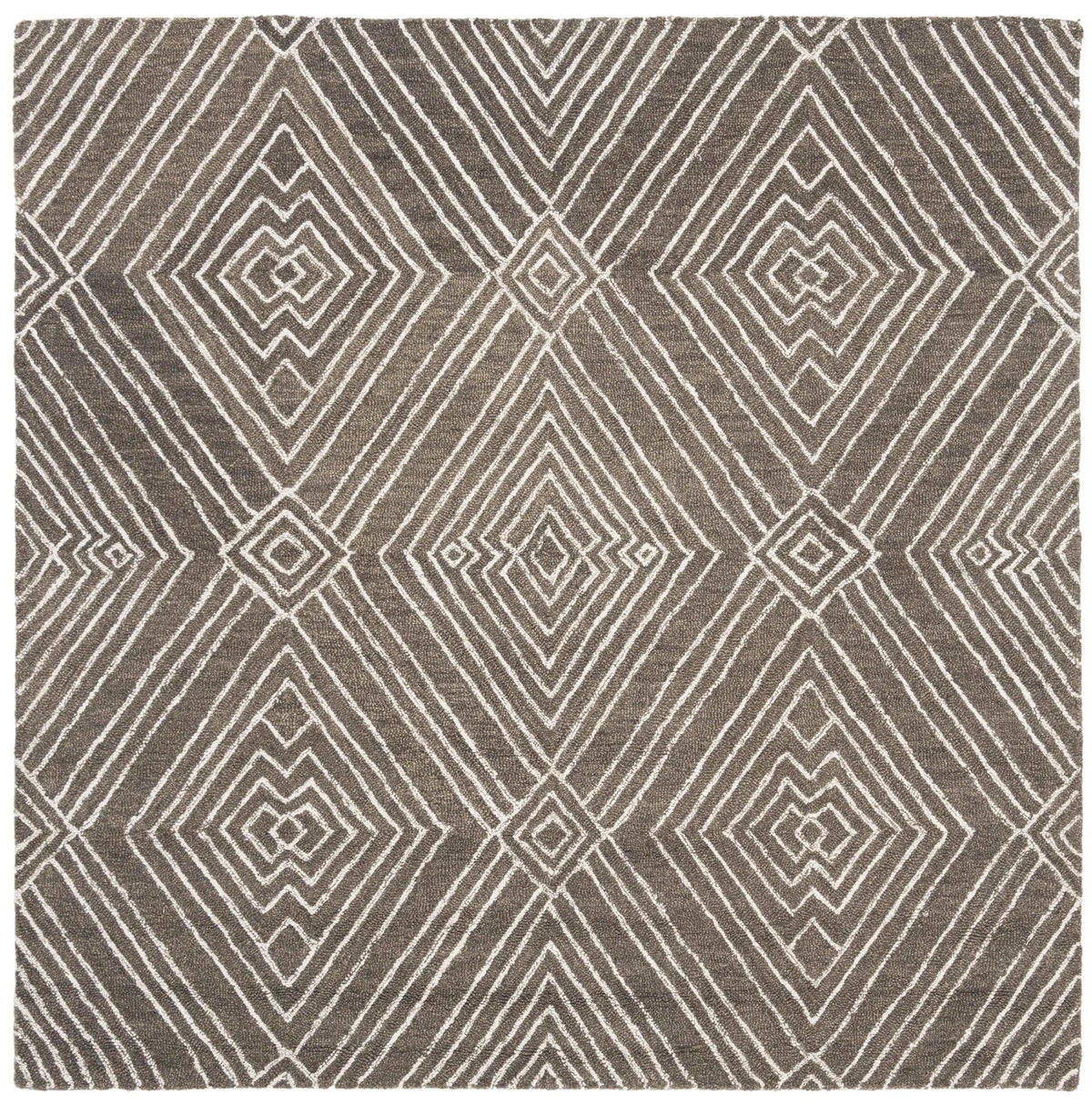 Safavieh Micro-Loop 5'-0" x 5'-0" Rug in Dark Grey / Ivory