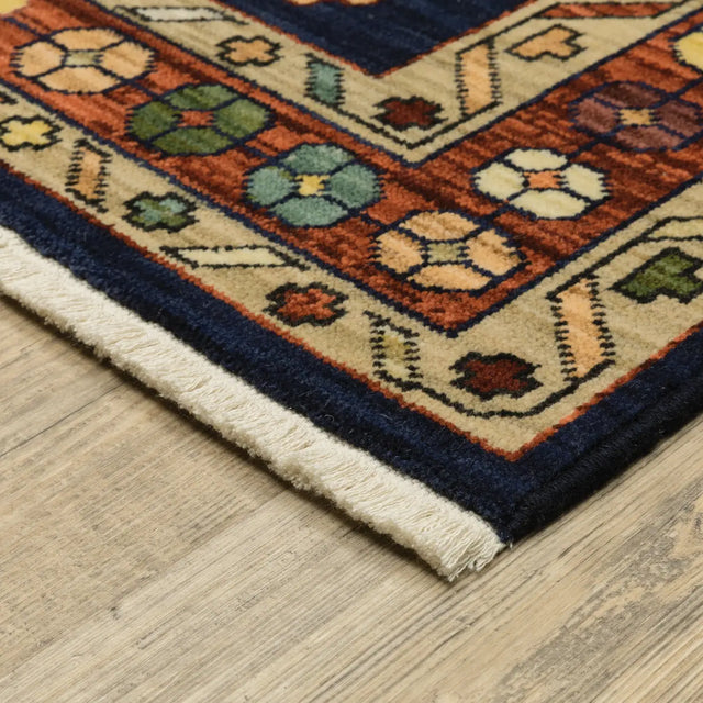 Oriental Weavers Sphinx Lilihan 090B6 Blue/ Red Rugs - corner detail