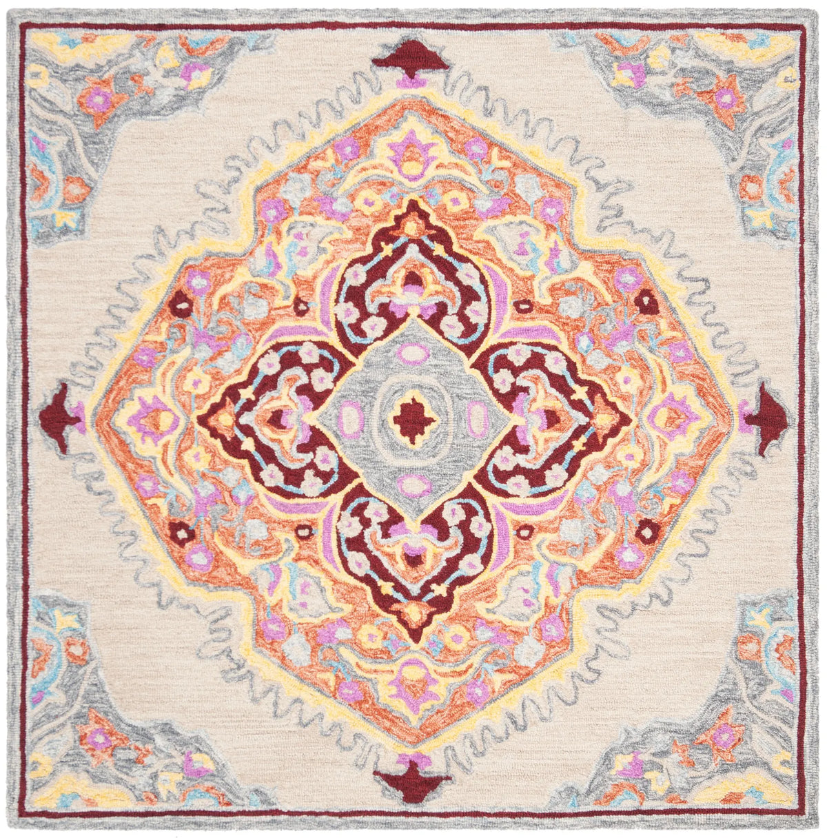 Safavieh Micro-Loop 5'-0" x 5'-0" Rug in Beige / Orange