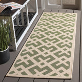 Safavieh Courtyard 2'-3" x 10'-0" Rug in Green / Bone