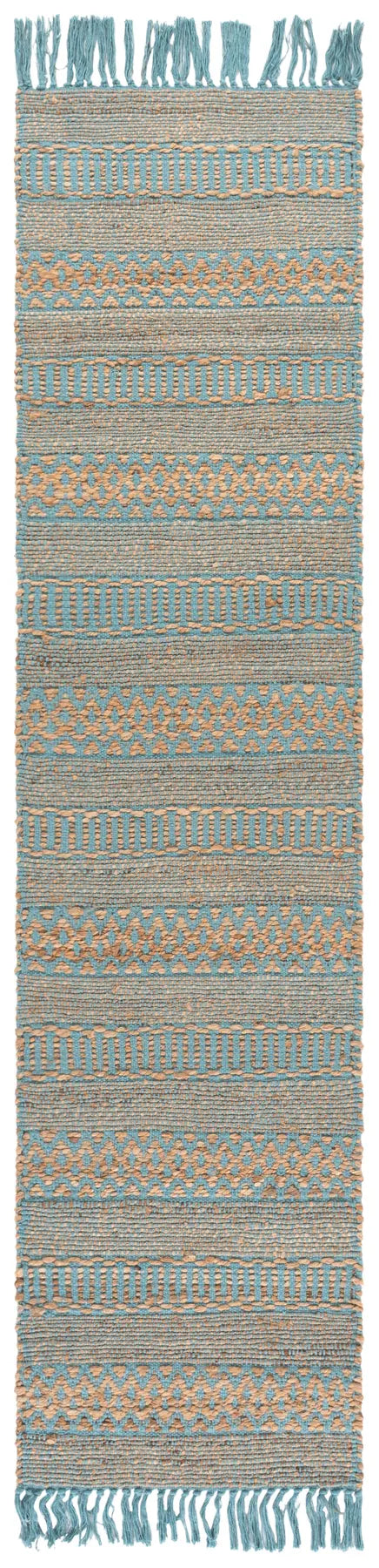 Safavieh Natural Fiber 2'-0" x 9'-0" Rug in Natural / Aqua