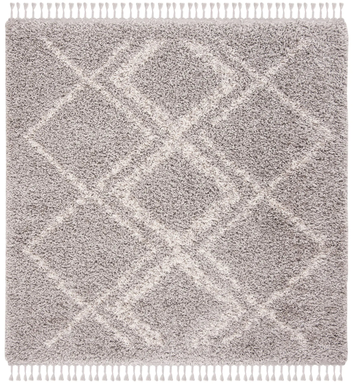 Safavieh Pro Lux Shag 400 6'-7" x 6'-7" Rug in Grey / Cream
