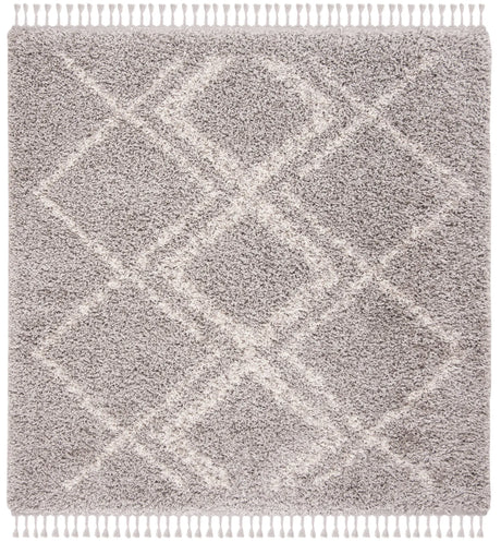 Safavieh Pro Lux Shag 400 6'-7" x 6'-7" Rug in Grey / Cream