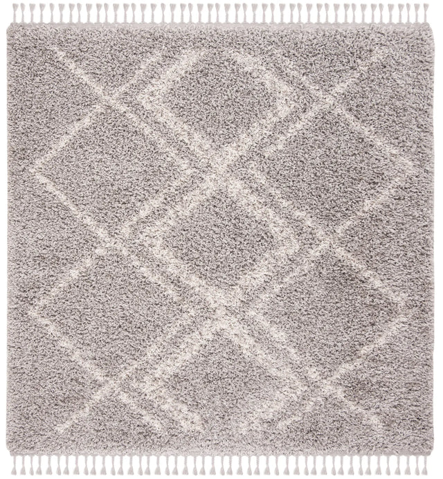 Safavieh Pro Lux Shag 400 6'-7" x 6'-7" Rug in Grey / Cream