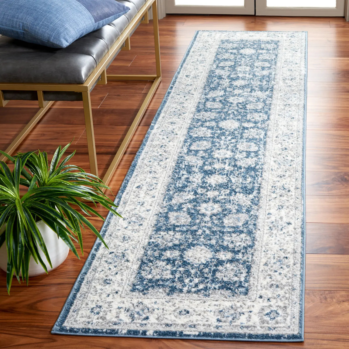 Safavieh Layla 2'-2" x 9'-0" Rug in Blue / Ivory Grey