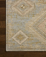 Loloi Elora ELR-09 Traditional Power Loomed Sky, Multi Rug - corner on wood