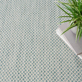Nourison Courtyard COU01 Machine Made Ivory, Aqua Rug