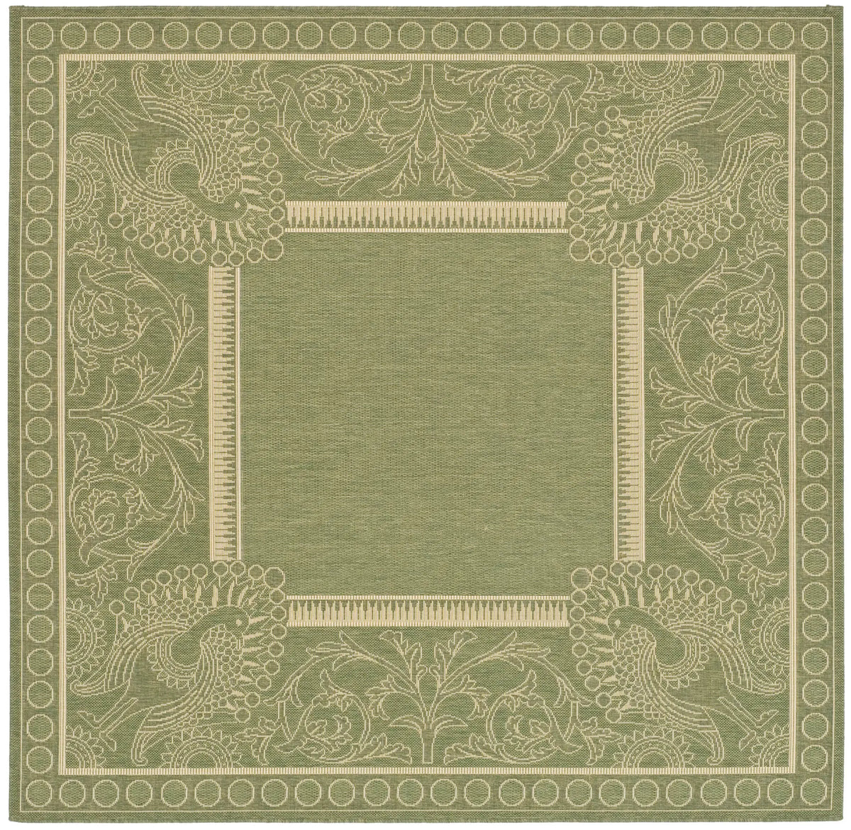 Safavieh Courtyard 6'-7" x 6'-7" Rug in Olive / Natural