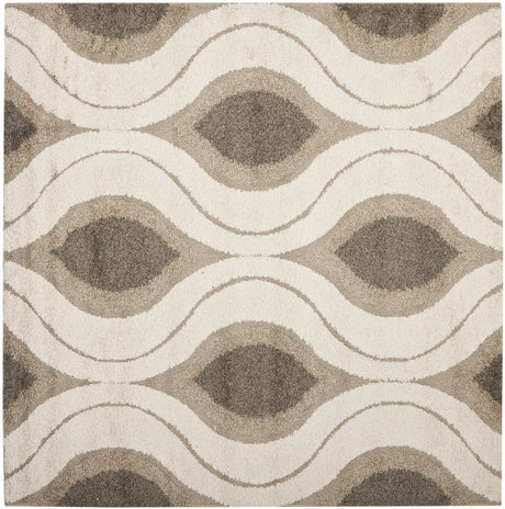 Safavieh Florida Shag 6'-7" x 6'-7" Rug in Cream / Smoke