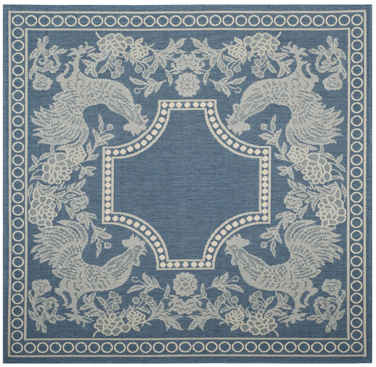 Safavieh Courtyard 6'-7" x 6'-7" Rug in Blue / Natural