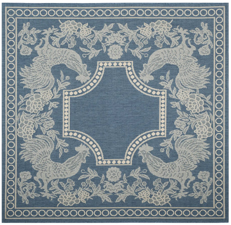 Safavieh Courtyard 6'-7" x 6'-7" Rug in Blue / Natural