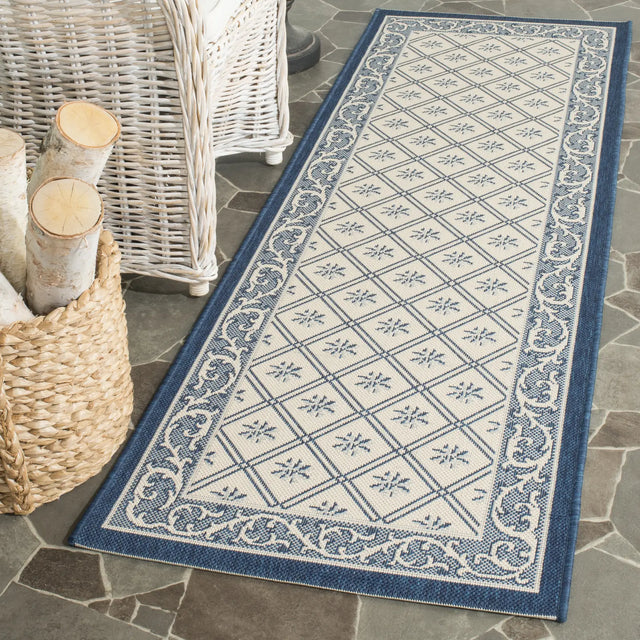 Safavieh Courtyard 2'-3" x 6'-7" Rug in Beige / Navy