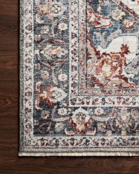 Loloi Samra Sam-09 Ivory/Denim Rugs - corner on wood