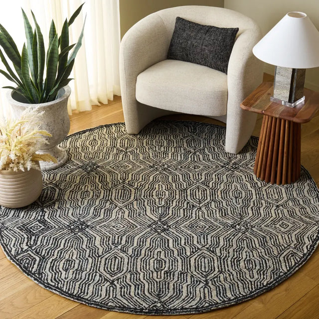Safavieh Marquee 6'-0" x 6'-0" Rug in Charcoal / Ivory