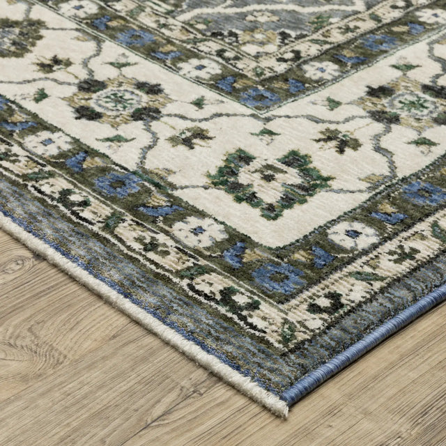 Oriental Weavers Sphinx HASTINGS HA07H Blue Floral Rugs - corner detail
