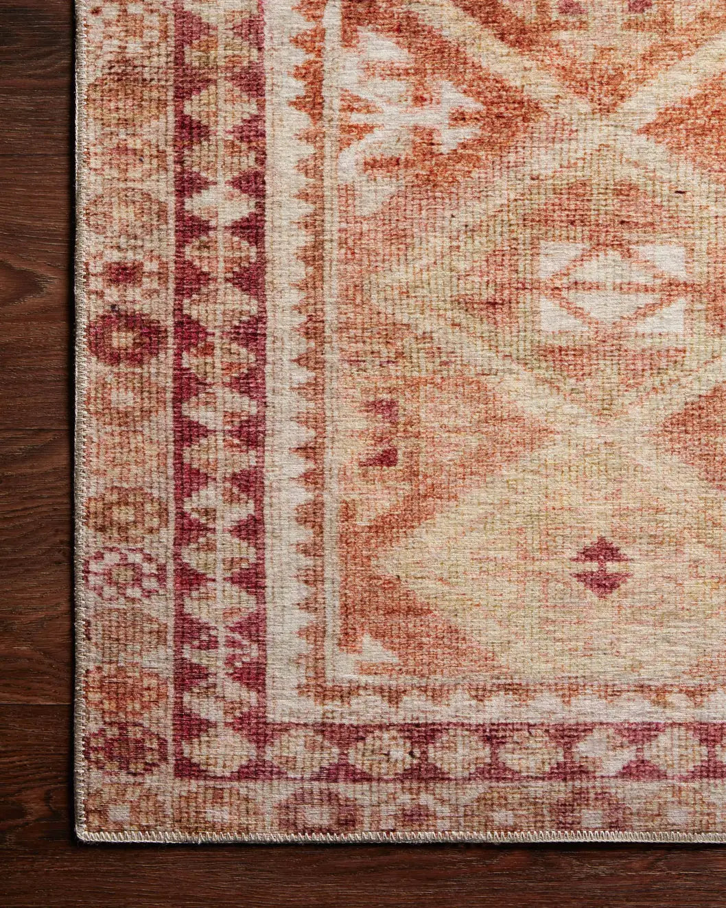 Loloi Layla Lay-16 Natural/Spice Rugs - corner on wood