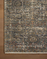 Loloi Heritage Her-11 Midnight/Multi Rug - corner on wood