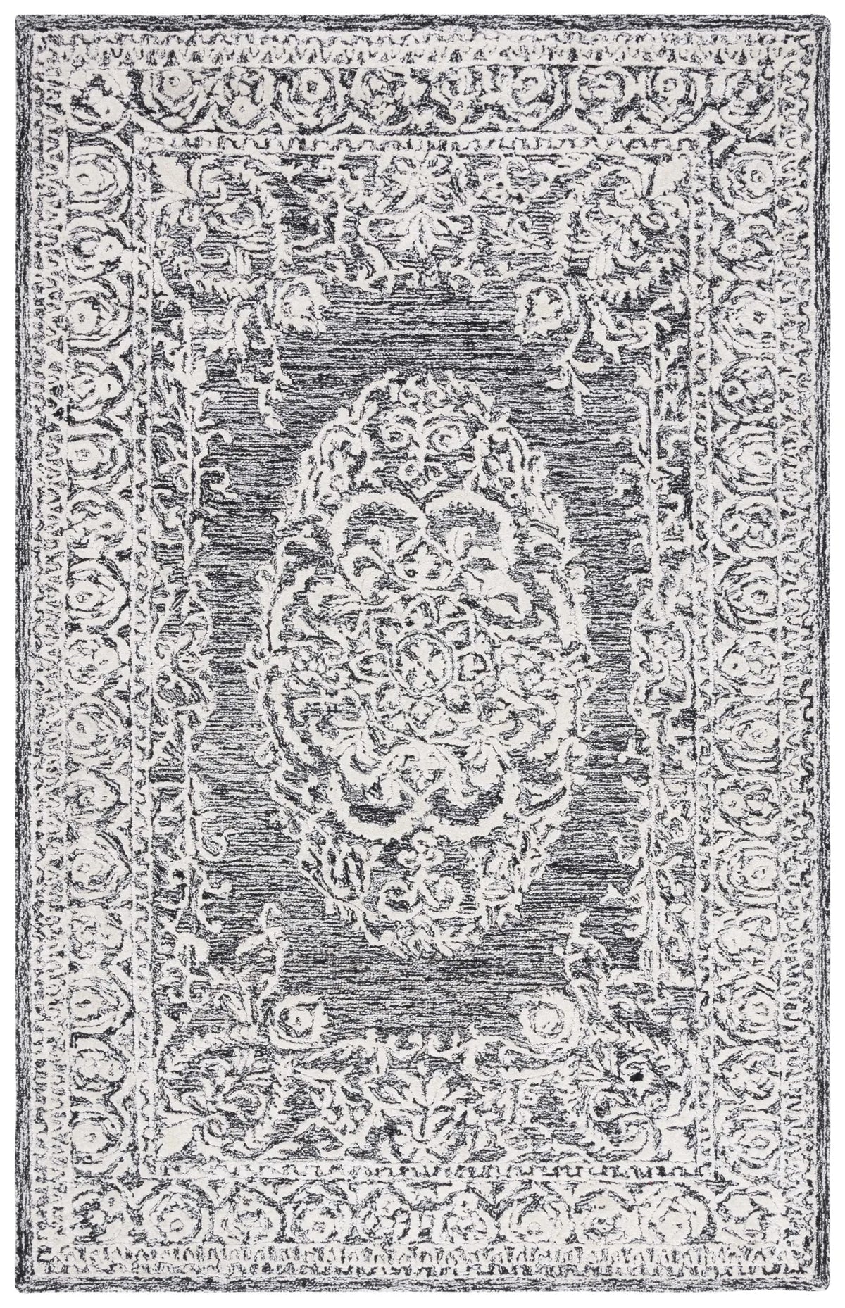 Safavieh Precious 4'-0" x 6'-0" Rug in Black / Ivory