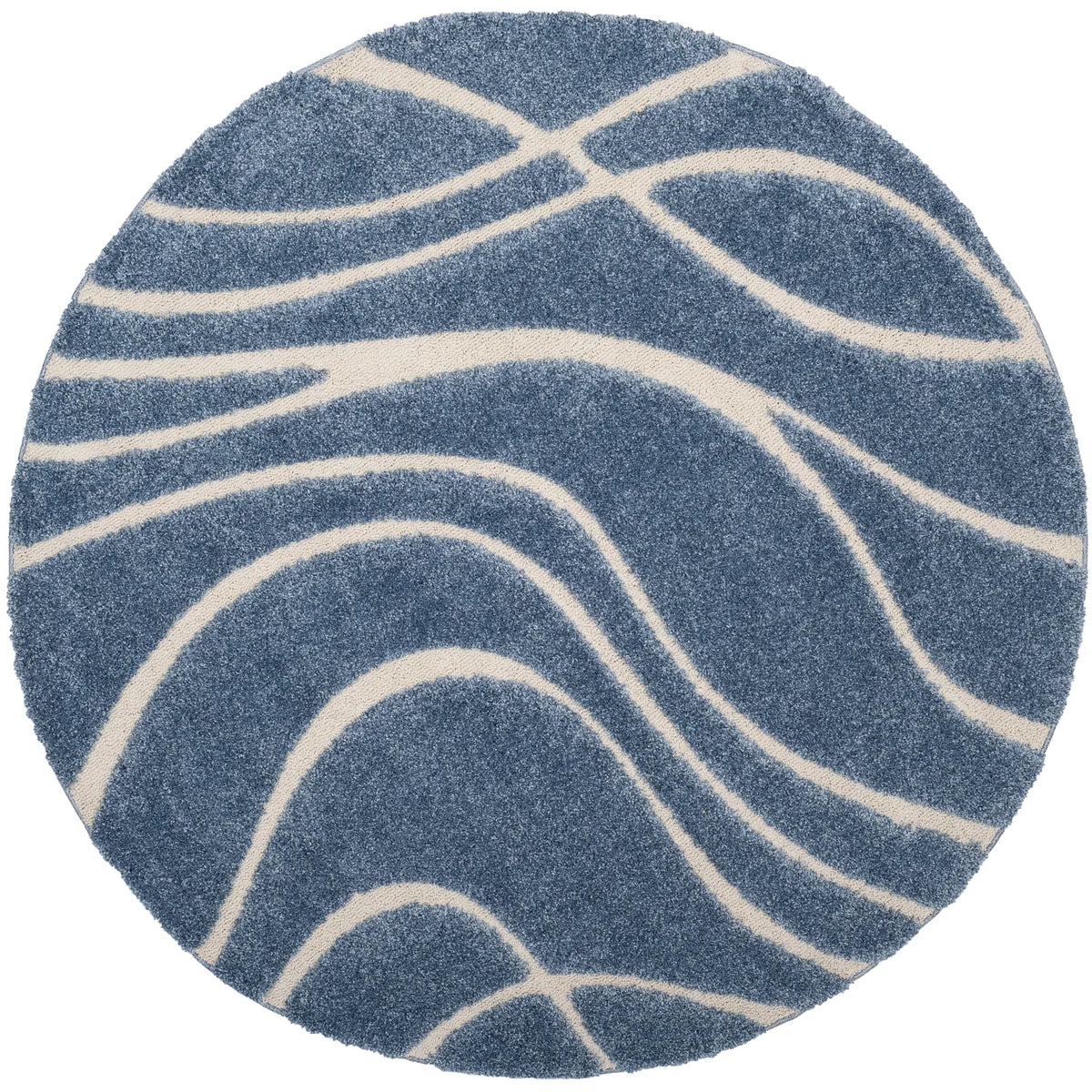 Safavieh Florida Shag 5'-0" x 5'-0" Rug in Light Blue / Cream