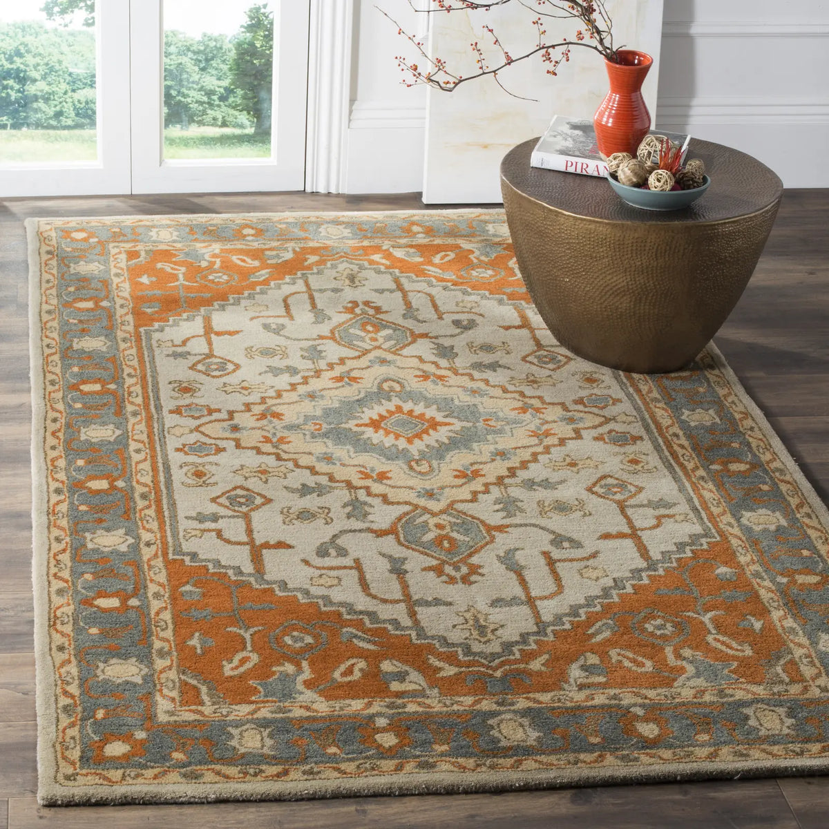 Safavieh Heritage 4'-0" x 6'-0" Rug in Light Blue / Rust