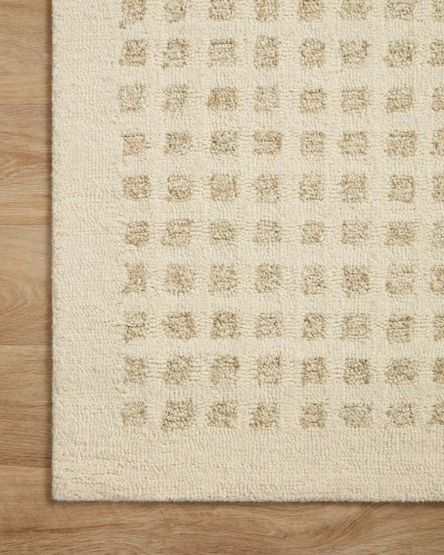 Chris Loves Julia x Loloi Polly POL-01 Ivory / Natural Rug - corner on wood