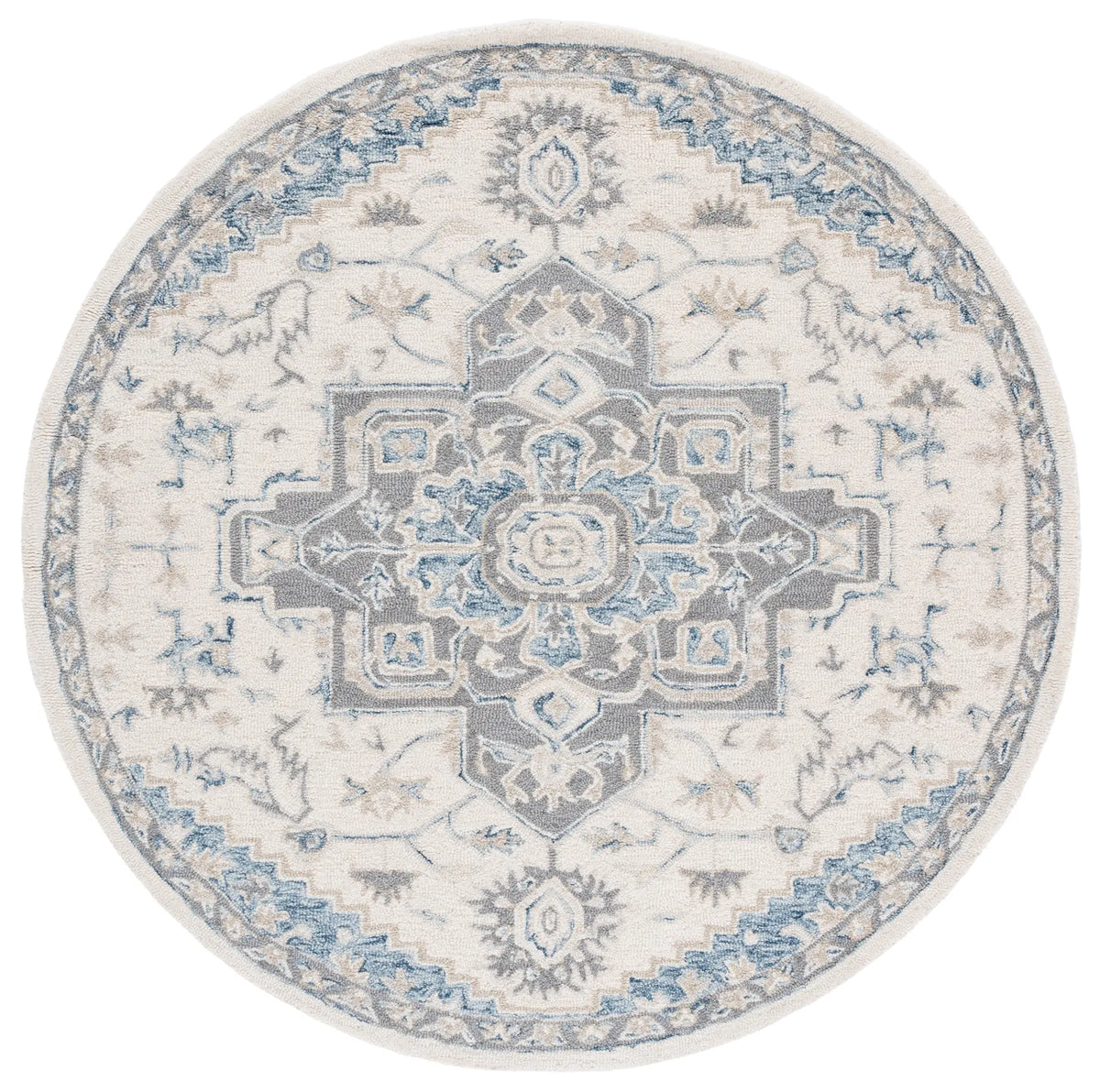 Safavieh Micro-Loop 5'-0" x 5'-0" Rug in Ivory / Navy
