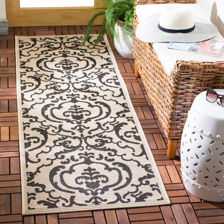 Safavieh Courtyard 2'-3" x 10'-0" Rug in Sand / Black