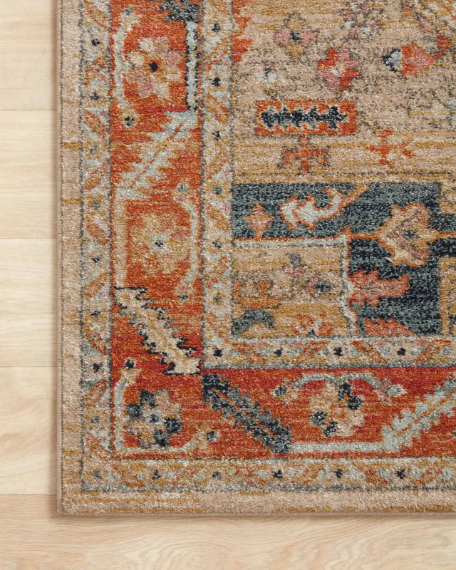 Loloi Jocelyn Joc-01 Sand/Multi Rugs - corner on wood