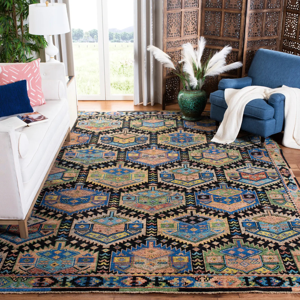 Safavieh Izmir 6'-0" x 9'-0" Rug in Blue / Olive