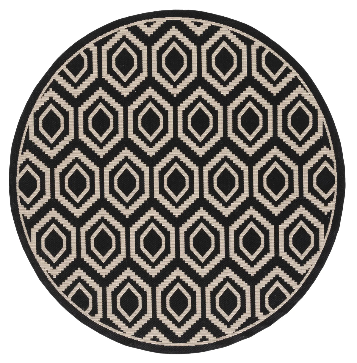 Safavieh Courtyard 5'-3" x 5'-3" Rug in Black / Beige