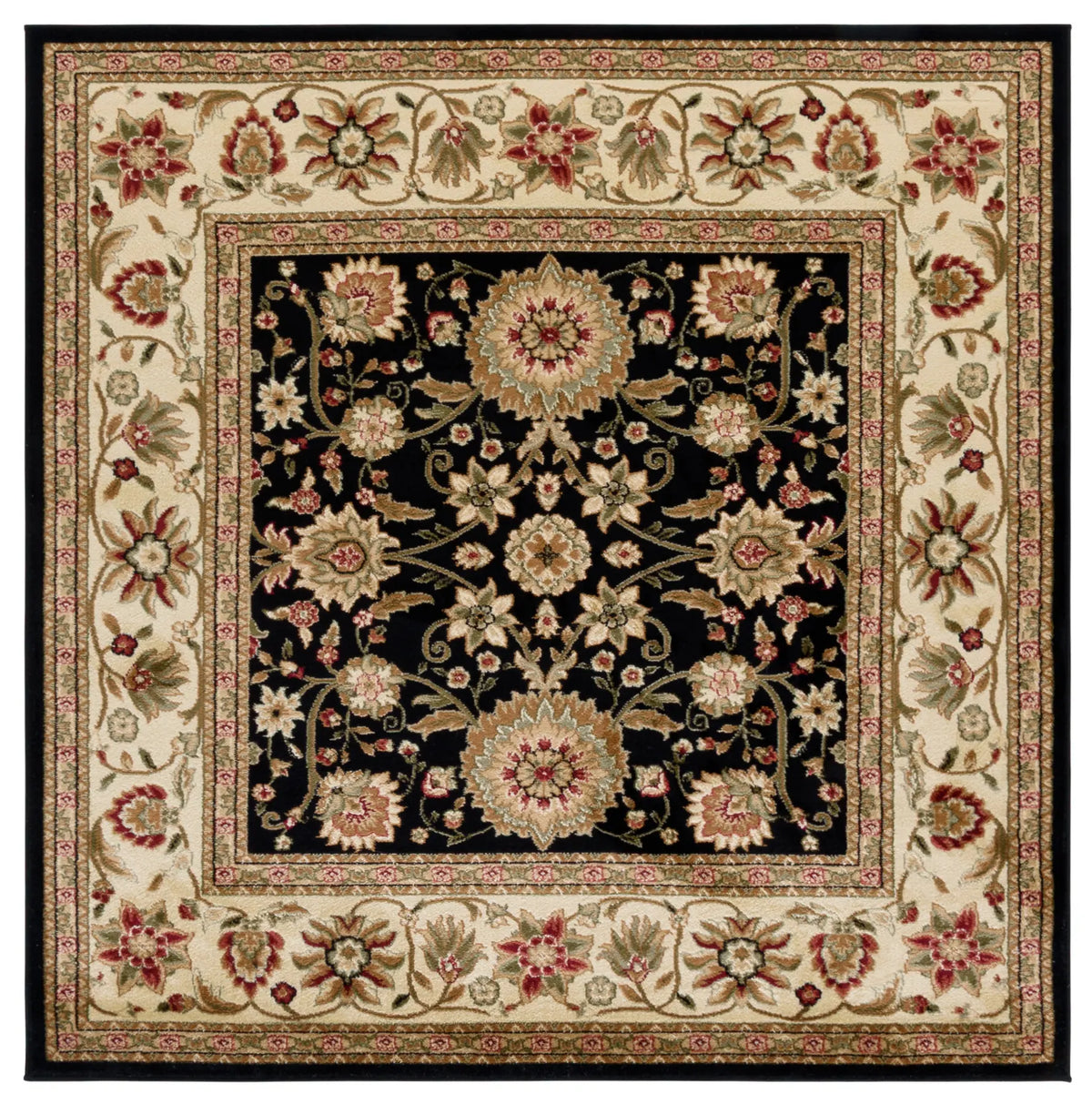 Safavieh Lyndhurst 5'-3" x 5'-3" Rug in Black / Ivory