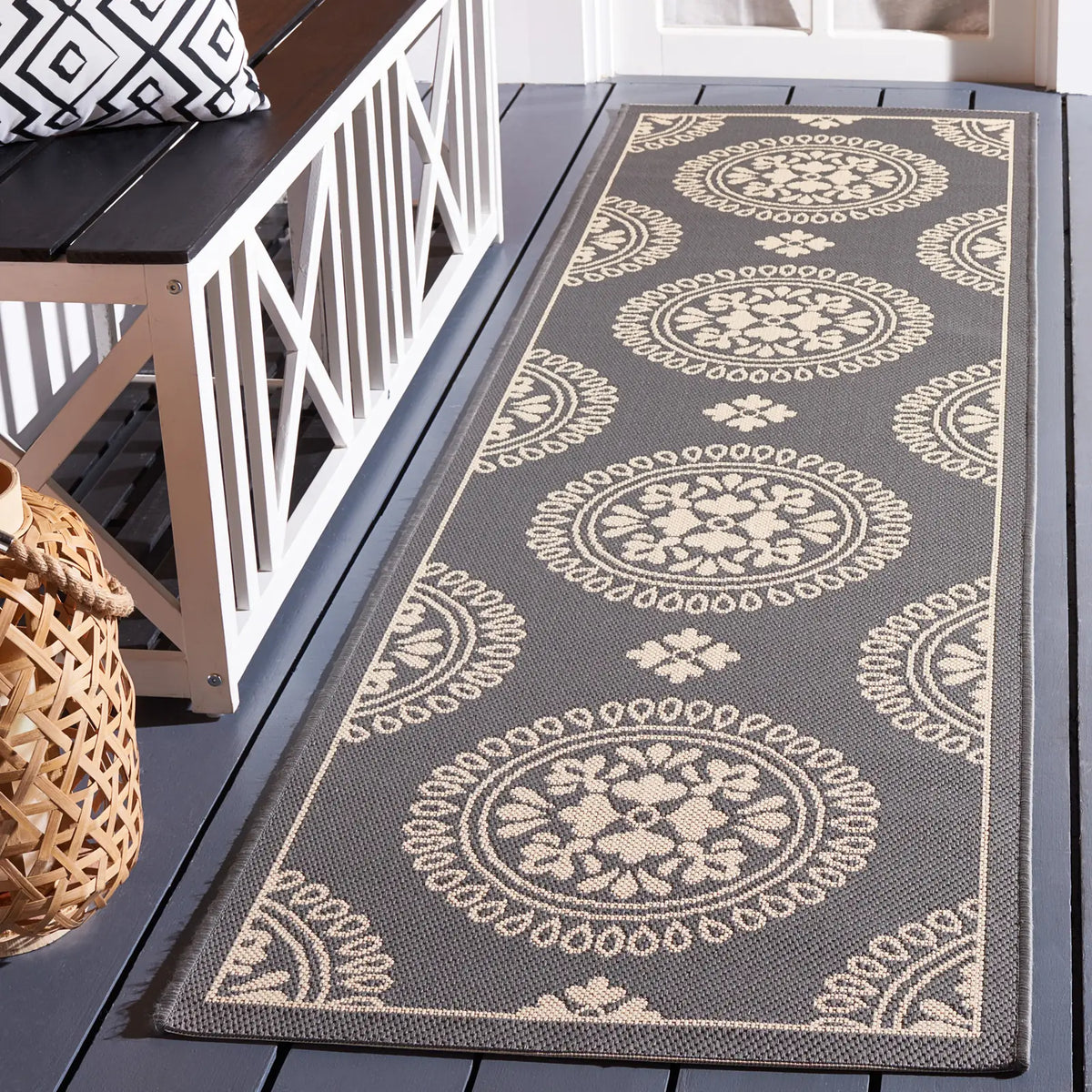 Safavieh Courtyard 2'-4" x 12'-0" Rug in Grey