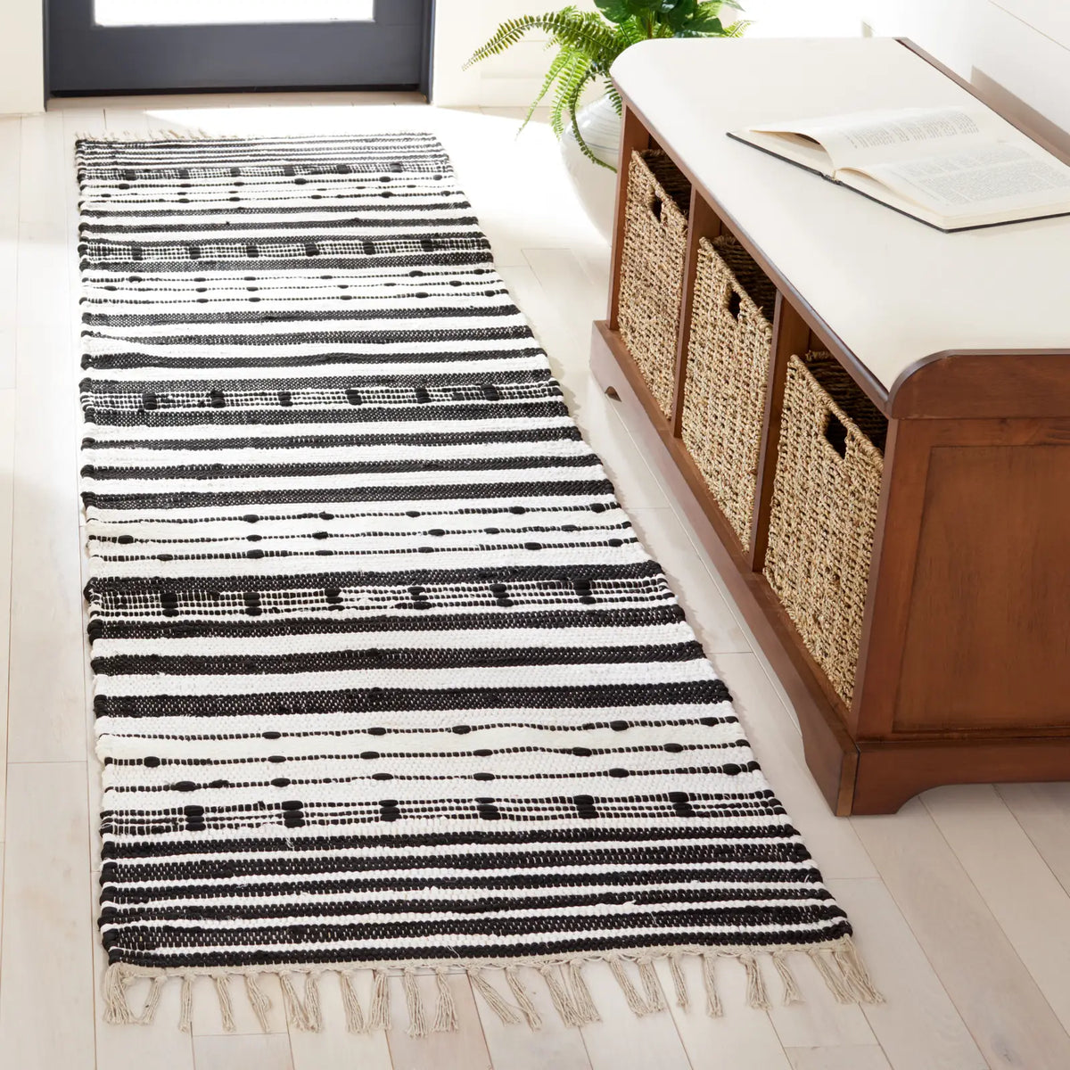 Safavieh Striped Kilim 2'-3" x 9'-0" Rug in Black / Ivory