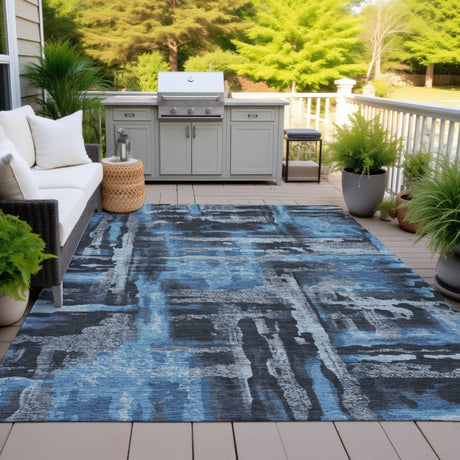 Addison Chantille ACN2015 Abstract Machine Made Transitional Black Rug