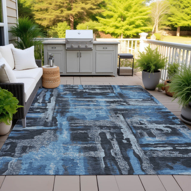 Addison Chantille ACN2015 Abstract Machine Made Transitional Black Rug
