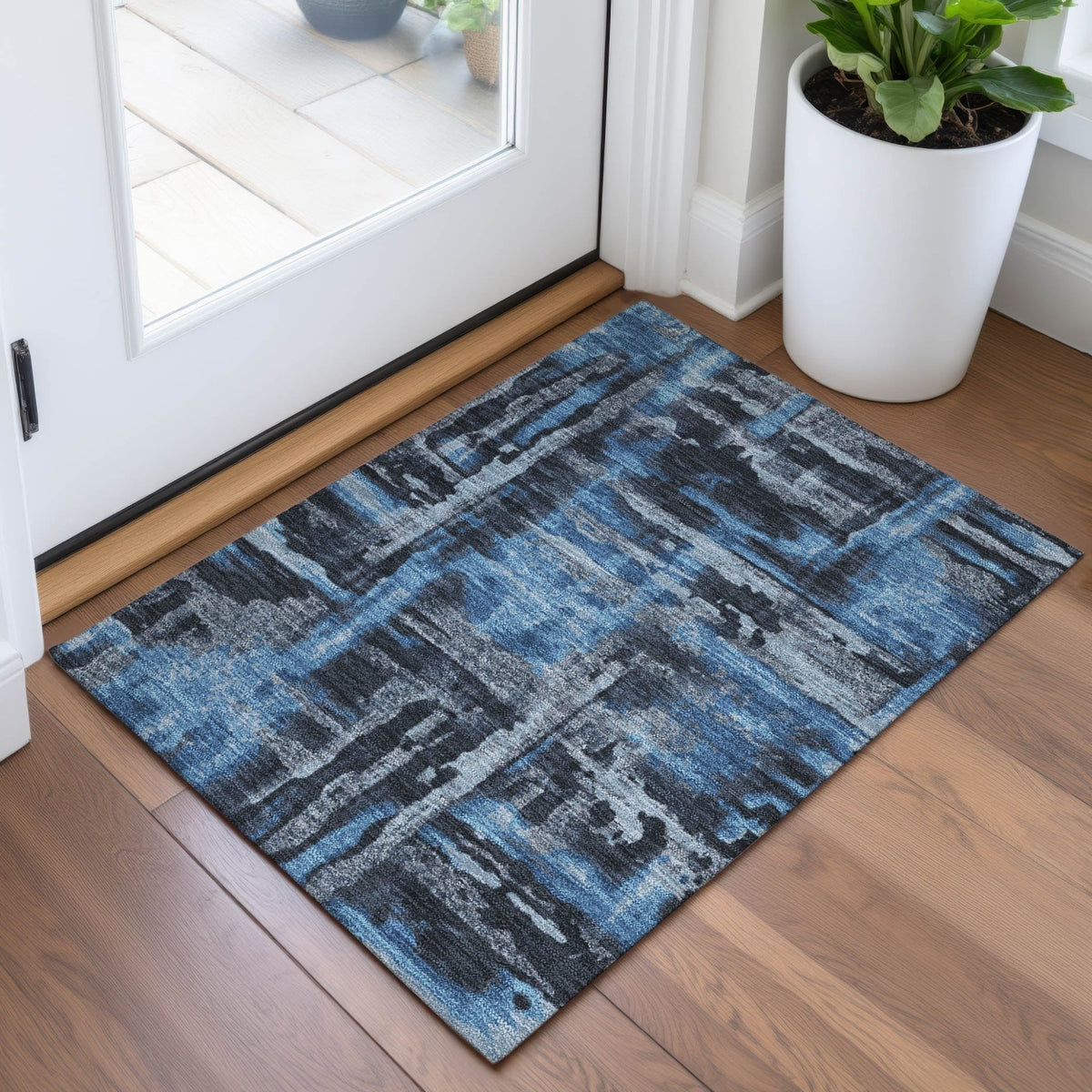 Addison Chantille ACN2015 Abstract Machine Made Transitional Black Rug