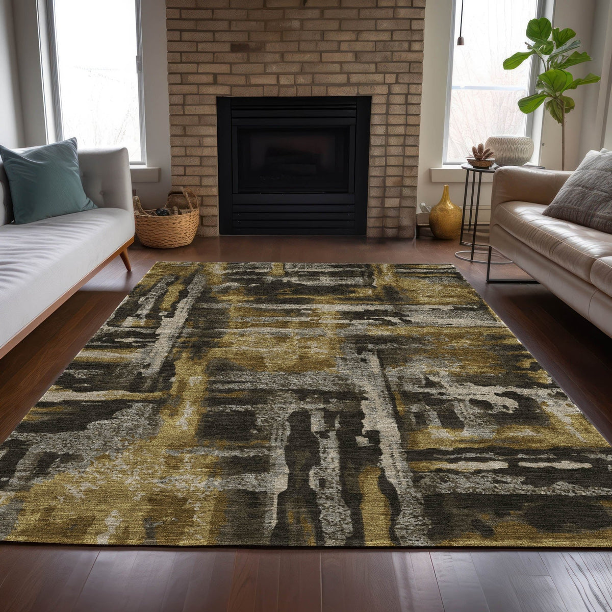 Addison Chantille ACN2015 Abstract Machine Made Transitional Coffee Rug