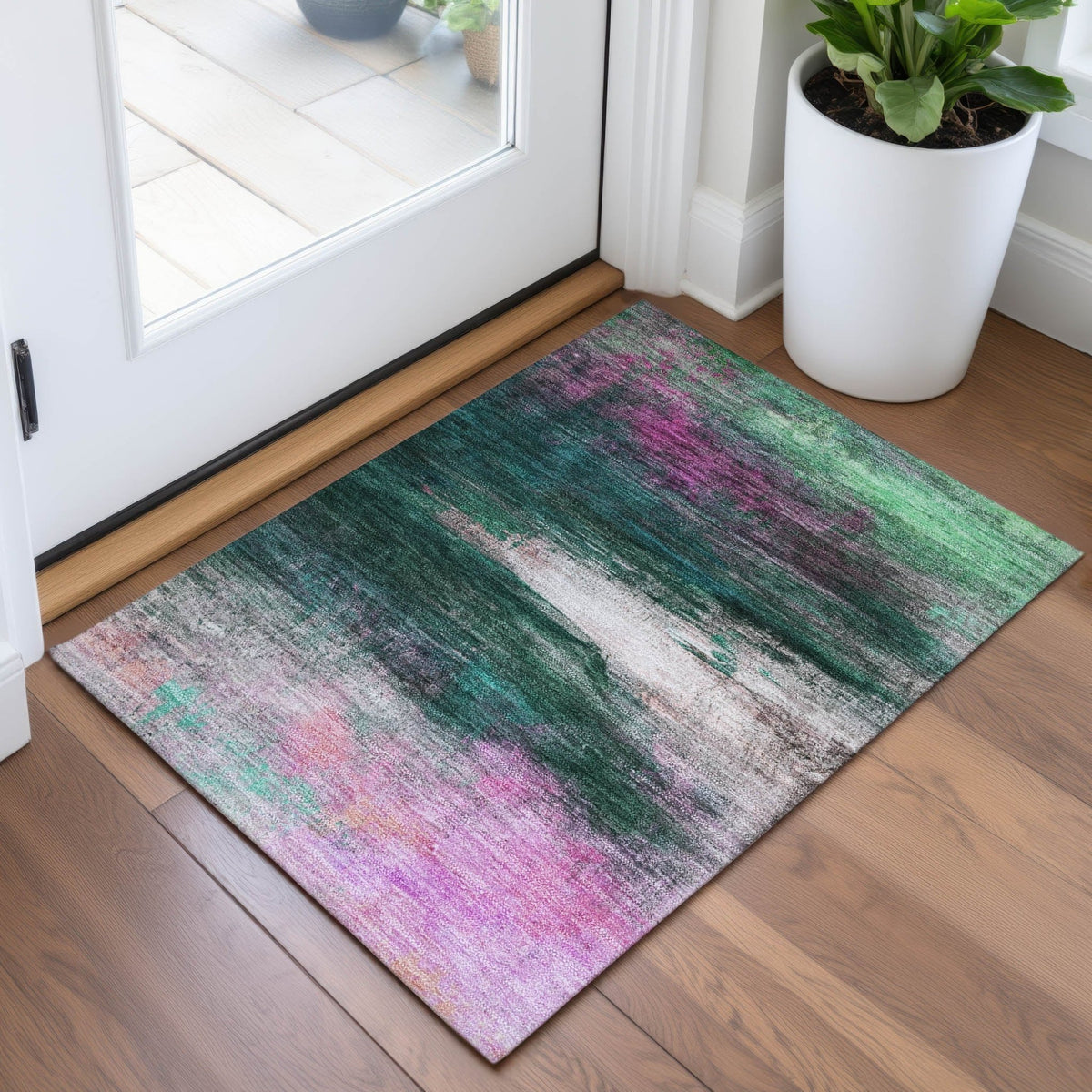 Addison Chantille ACN2016 Abstract Machine Made Transitional Green Rug