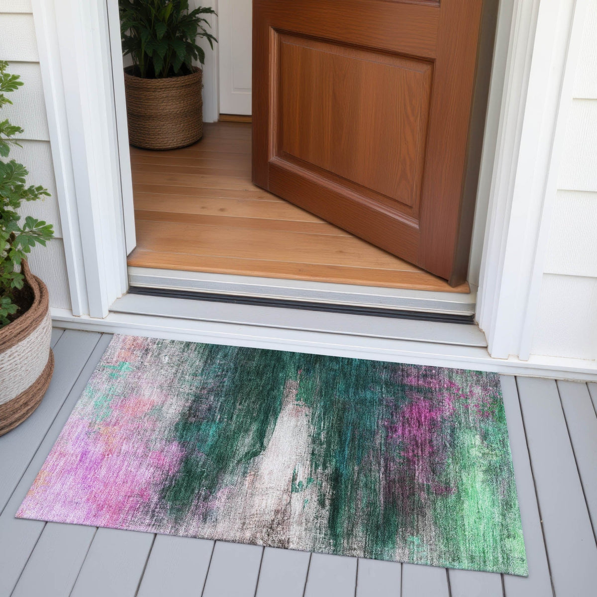 Addison Chantille ACN2016 Abstract Machine Made Transitional Green Rug