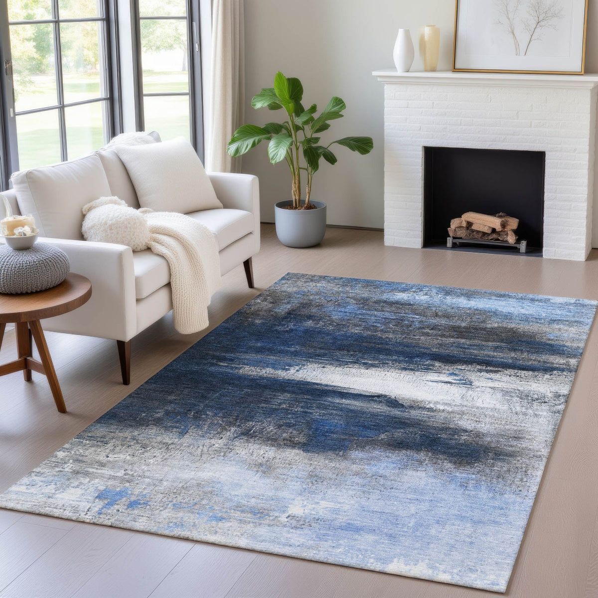 Addison Chantille ACN2016 Abstract Machine Made Transitional Navy Rug