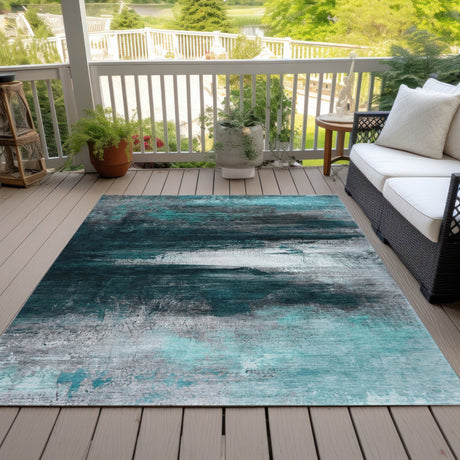 Addison Chantille ACN2016 Abstract Machine Made Transitional Teal Rug