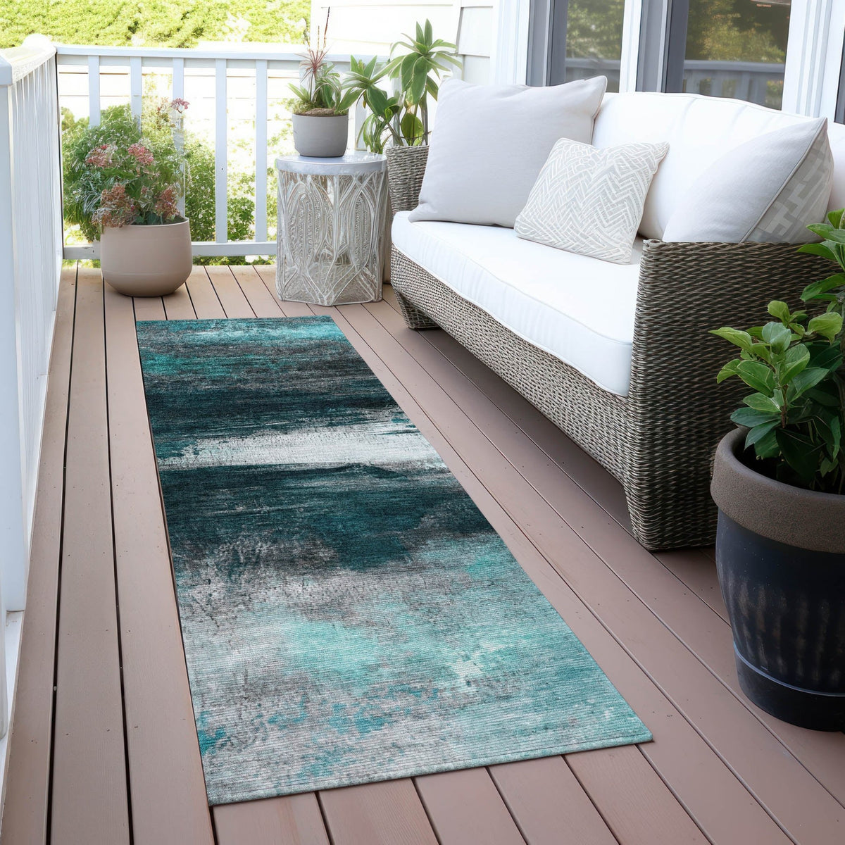 Addison Chantille ACN2016 Abstract Machine Made Transitional Teal Rug