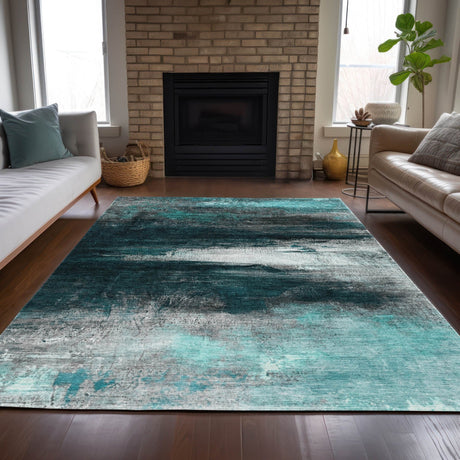Addison Chantille ACN2016 Abstract Machine Made Transitional Teal Rug