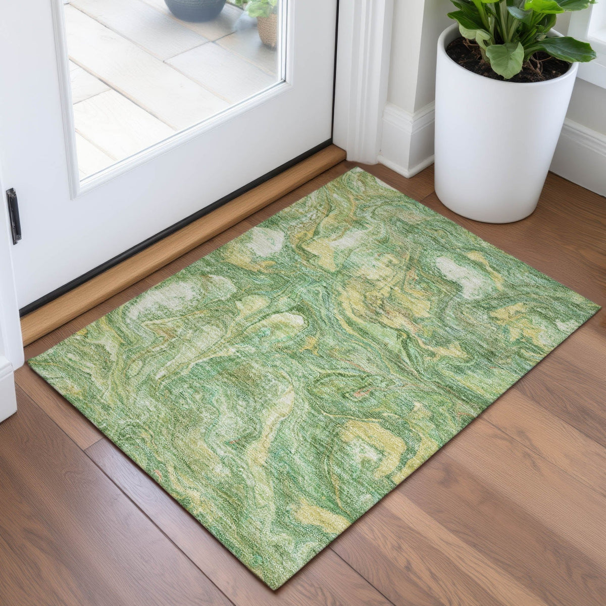 Addison Chantille ACN2017 Abstract Machine Made Transitional Green Rug