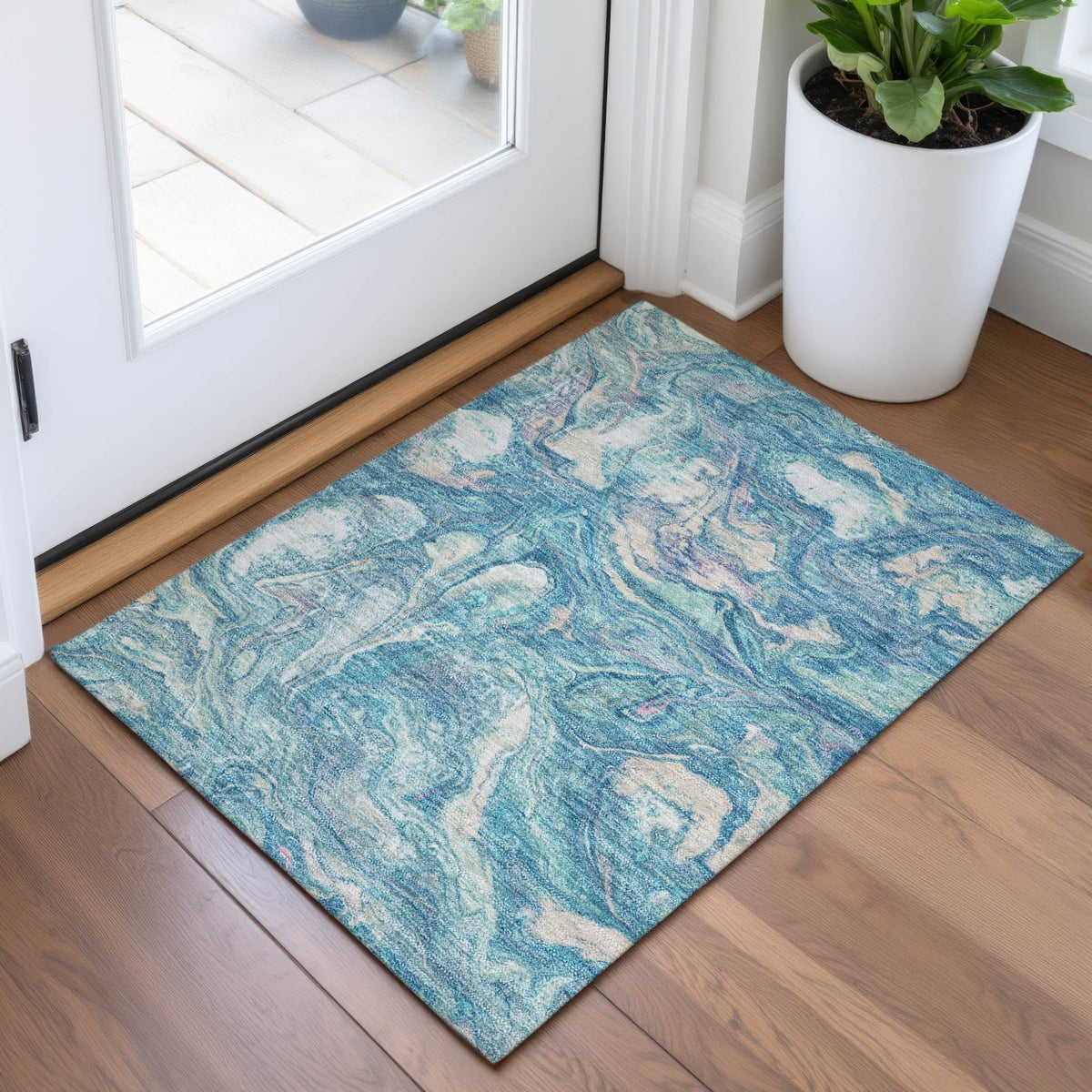 Addison Chantille ACN2017 Abstract Machine Made Transitional Teal Rug