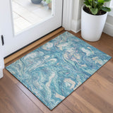Addison Chantille ACN2017 Abstract Machine Made Transitional Teal Rug