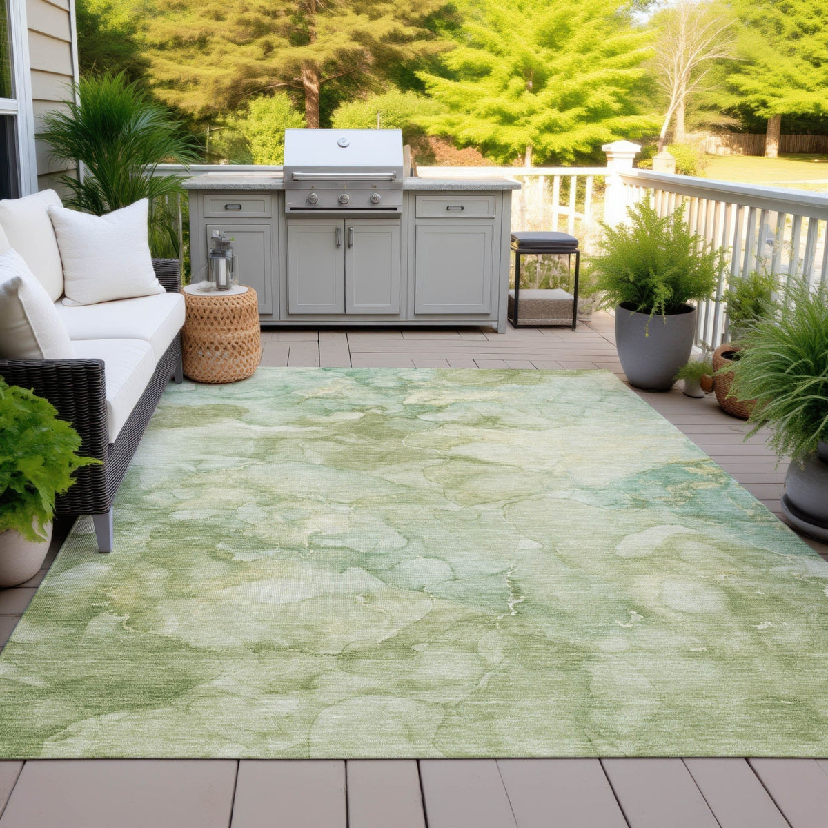 Addison Chantille ACN2018 Abstract Machine Made Transitional Aloe Rug