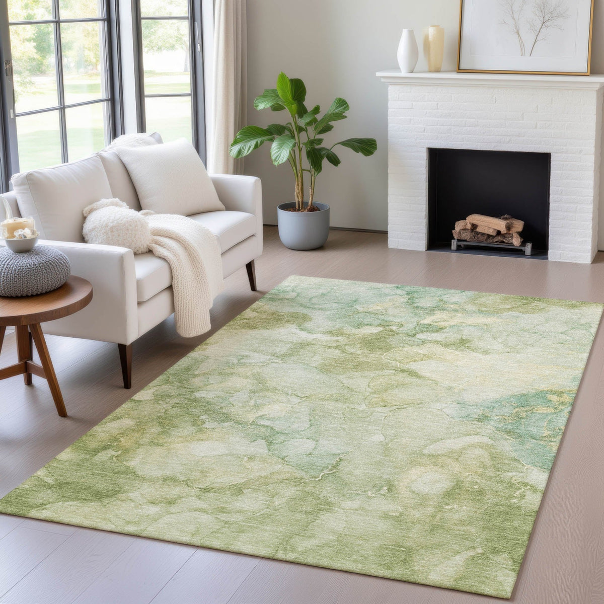 Addison Chantille ACN2018 Abstract Machine Made Transitional Aloe Rug