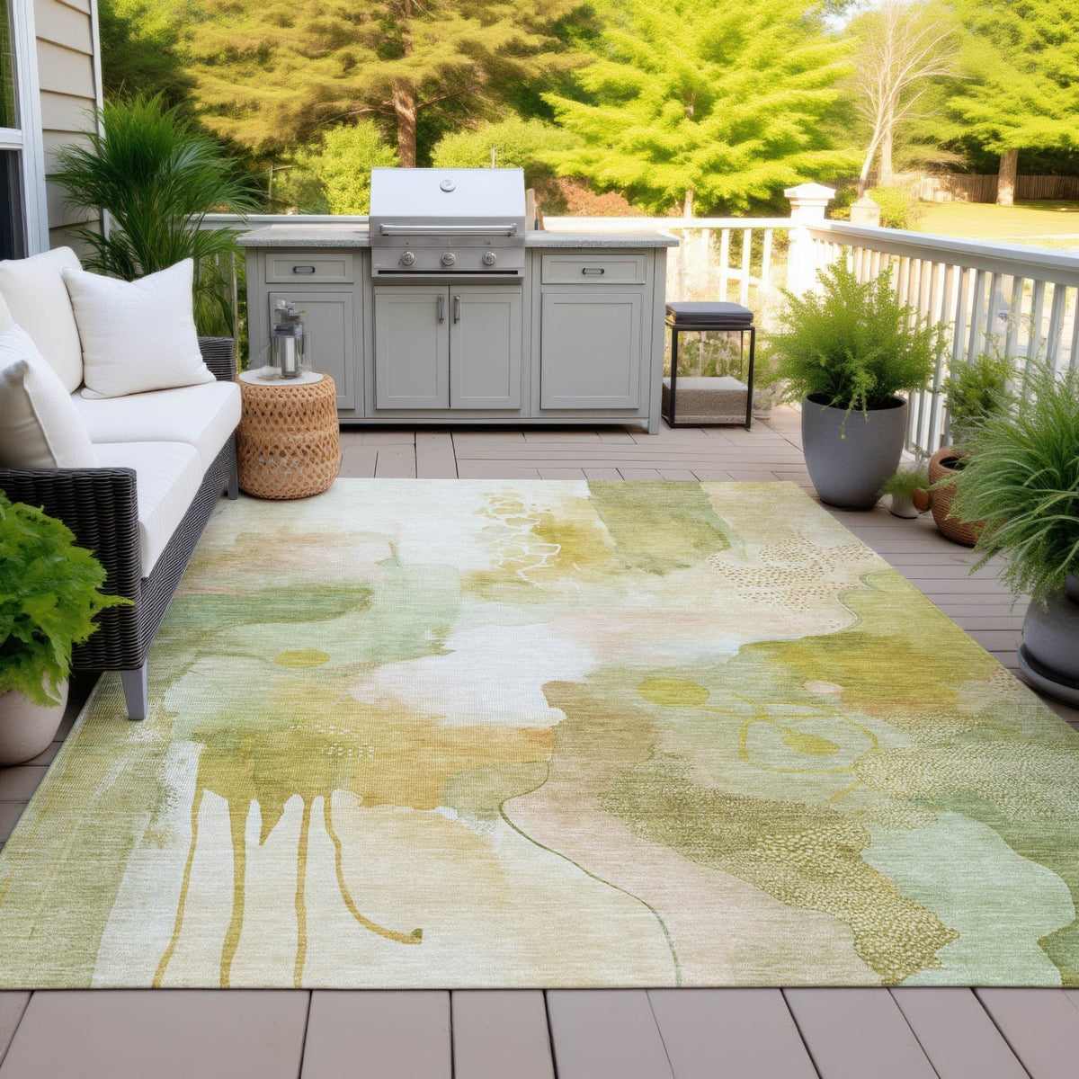 Addison Chantille ACN2019 Abstract Machine Made Transitional Fern Rug